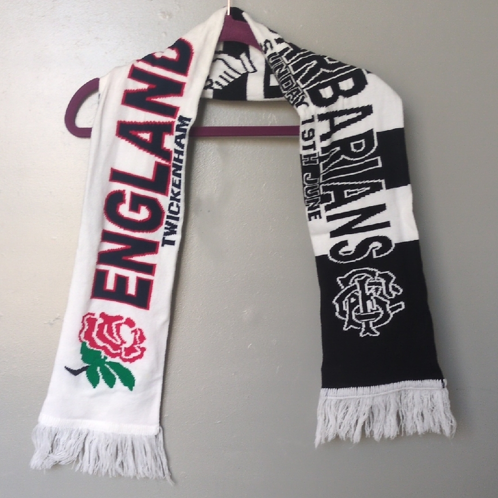 England vs Barbarians Rugby Scarf in Black and White